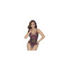 Body string en dentelle florale bicolore et résille 